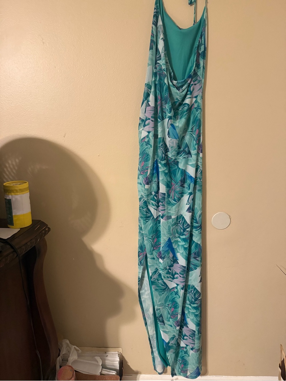 Fashion Nova Roxanna Mesh Maxi Dress in Green Combo
